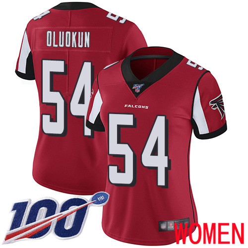 Atlanta Falcons Limited Red Women Foye Oluokun Home Jersey NFL Football 54 100th Season Vapor Untouchable